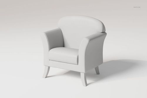 Single seater sofa chair in a minimalist light gray color, shown from a front angle on a plain background.