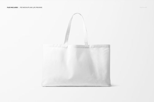 Front-facing large tote bag mockup in white, set against a clean background with both handles visible.