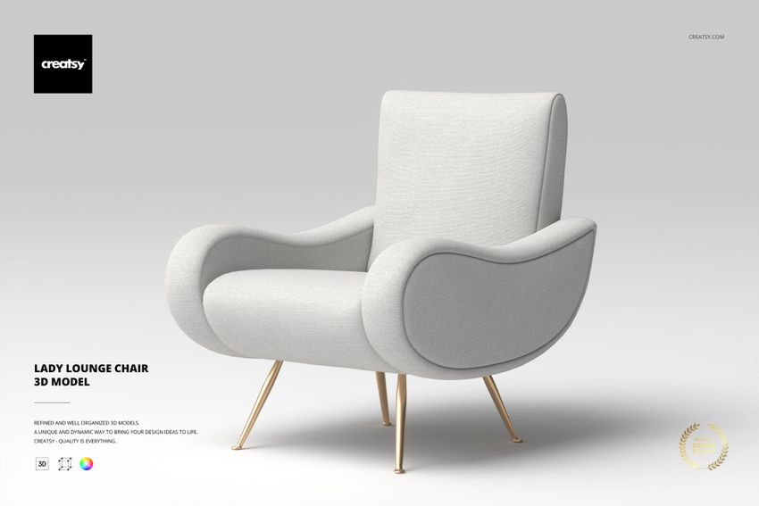 Lady Lounge Chair 3D Model - mockup screenshot 1