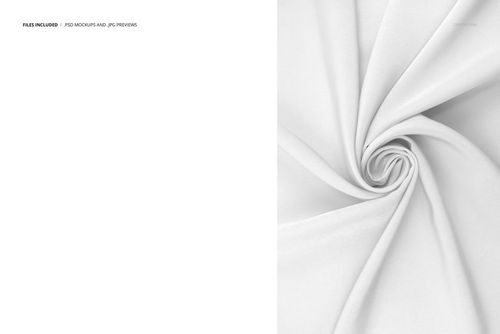 Close-up view of twisted white silk fabric with smooth texture, shown in a PSD mockup with soft folds and swirls.