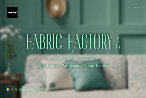 Fabric Factory v.15 Mockup Bundle (Upholsteries & Wallpapers) - mockup preview 1