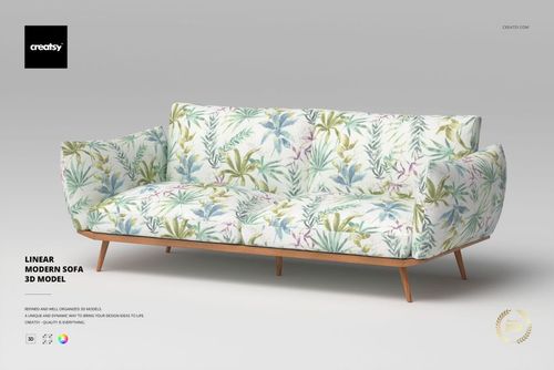 Linear Modern Sofa 3D Model - mockup preview 1