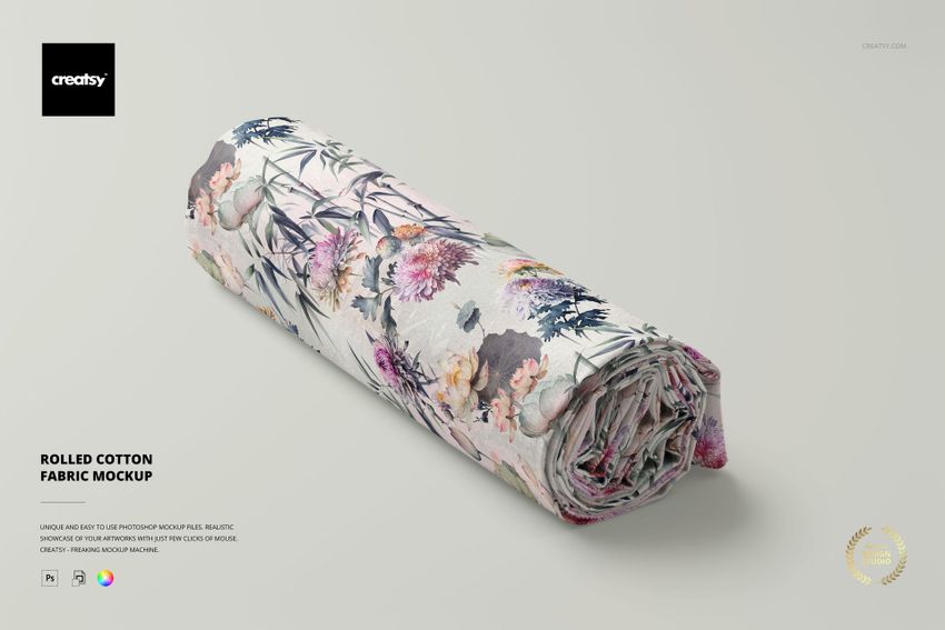 Rolled Cotton Fabric Mockup - mockup screenshot 1