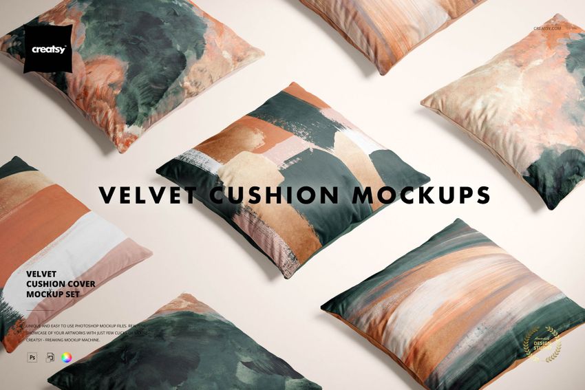 Velvet Cushion Cover Mockup Set - mockup screenshot 1