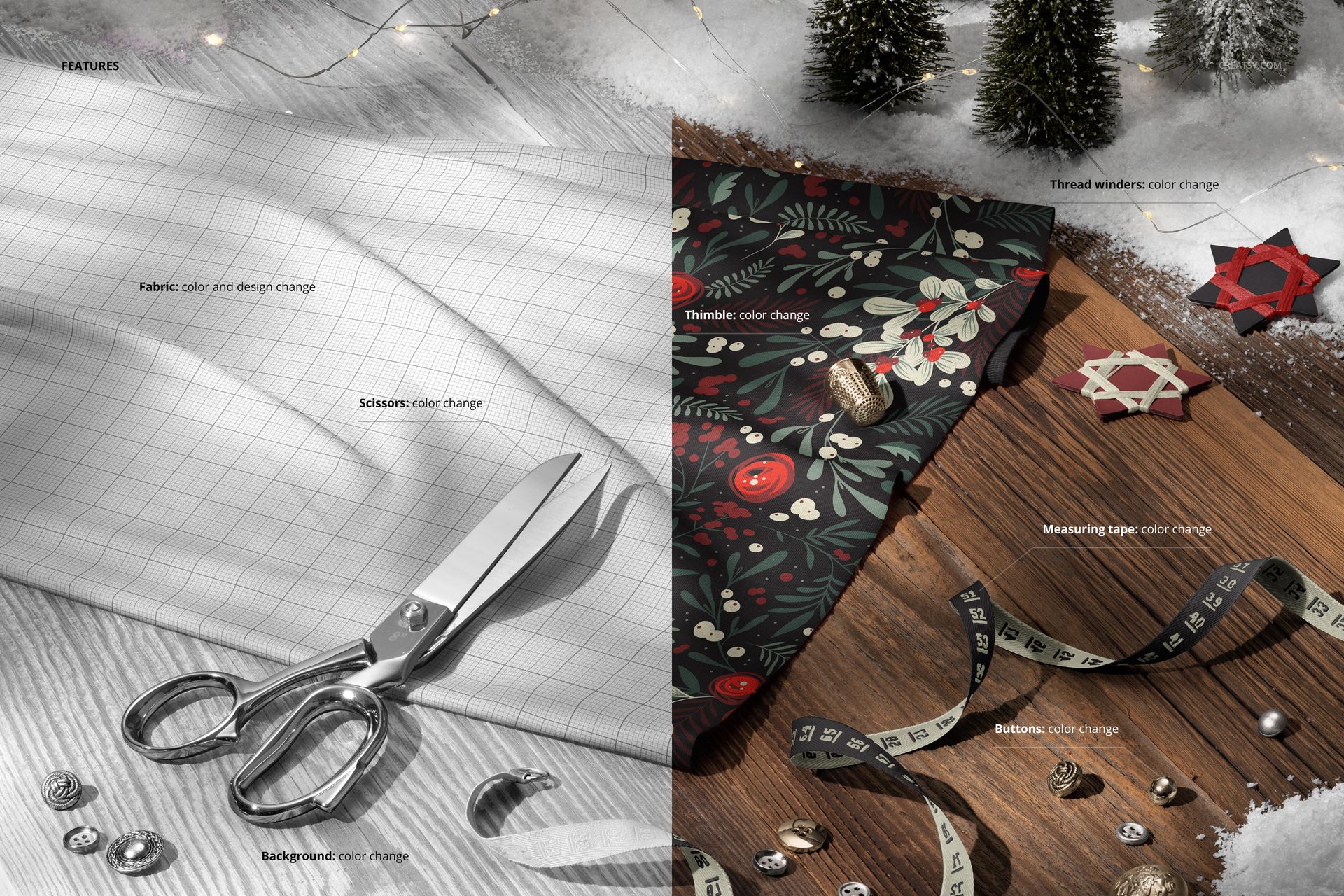 Winter Xmas Scene with Jersey Fabric Mockup - mockup screenshot 3