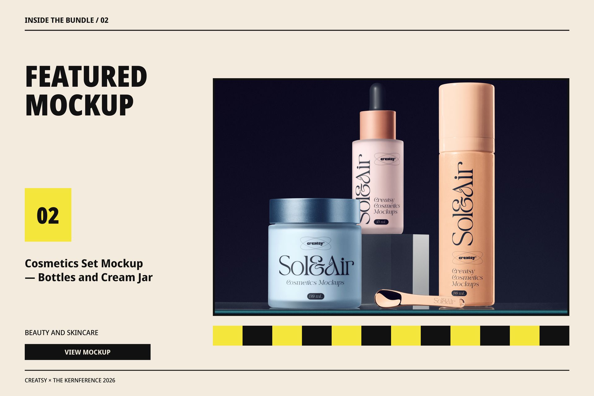 Cosmetics Set Mockup - Bottles and Cream Jar