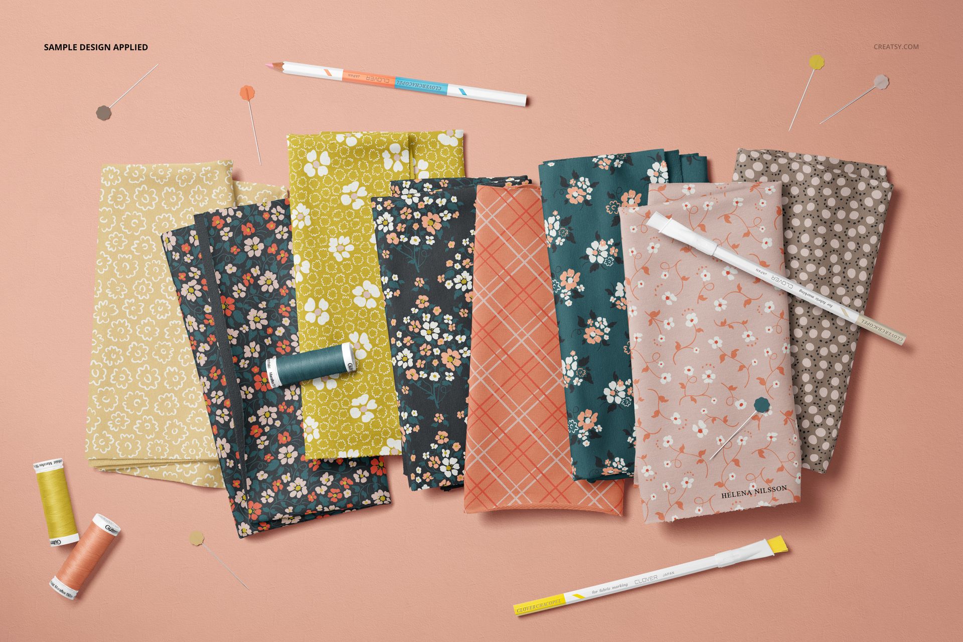 Group of Jersey Fabrics and Sewing Supplies Mockup - mockup screenshot 4