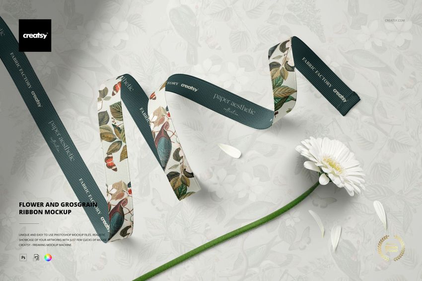 Flower and Grosgrain Ribbon Mockup - mockup screenshot 1