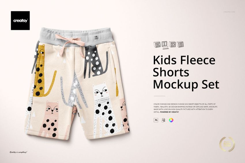 Kids Fleece Shorts Mockup Set (13/KEv.1) - mockup screenshot 1