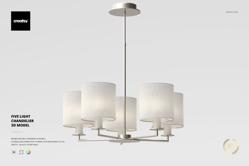 Five Light Chandelier 3D Model - mockup screenshot 1