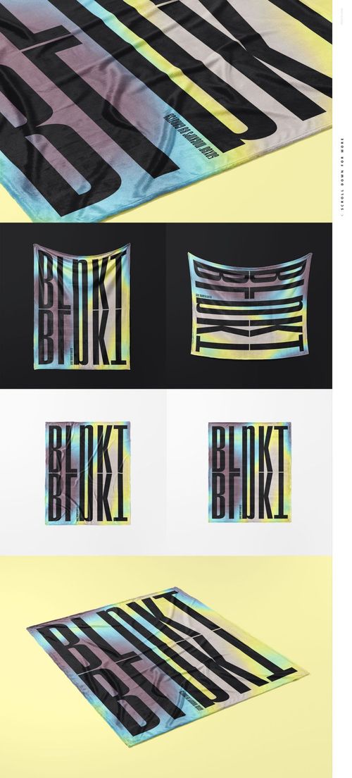 Fleece blanket mockup featuring a rectangular blanket with bold black text and a pastel gradient background, shown flat.
