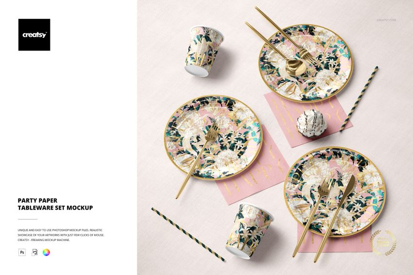 Party Paper Tableware Set Mockup - mockup screenshot 1