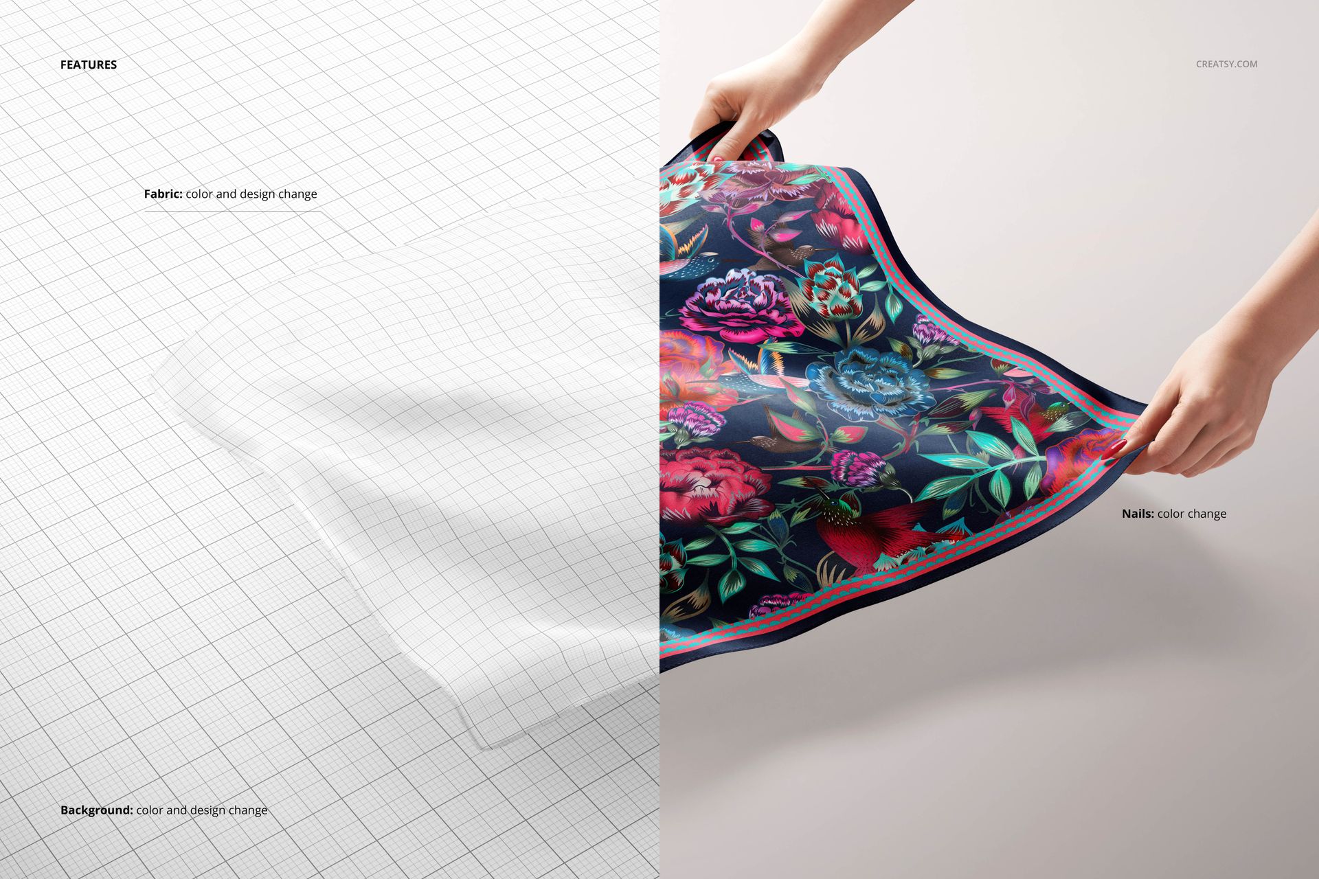 Square Silk Scarf Mockup Set - mockup screenshot 3