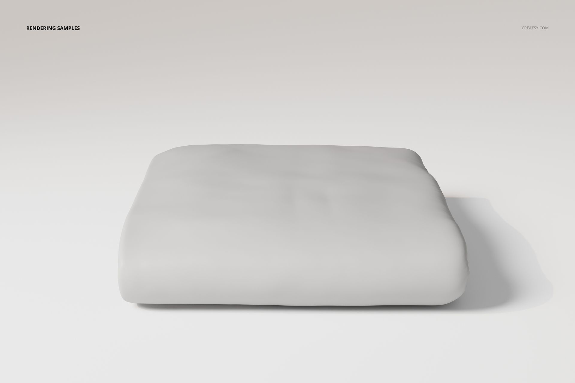 Folded bedsheet in solid light gray color, viewed from the front against a plain white background.