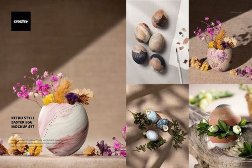 Retro Style Easter Egg Mockup Set - mockup preview 1