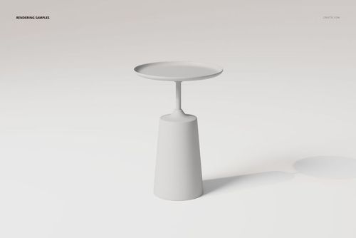 Round accent table with a minimalist design, featuring a cylindrical base and circular top, shown in a neutral setting.