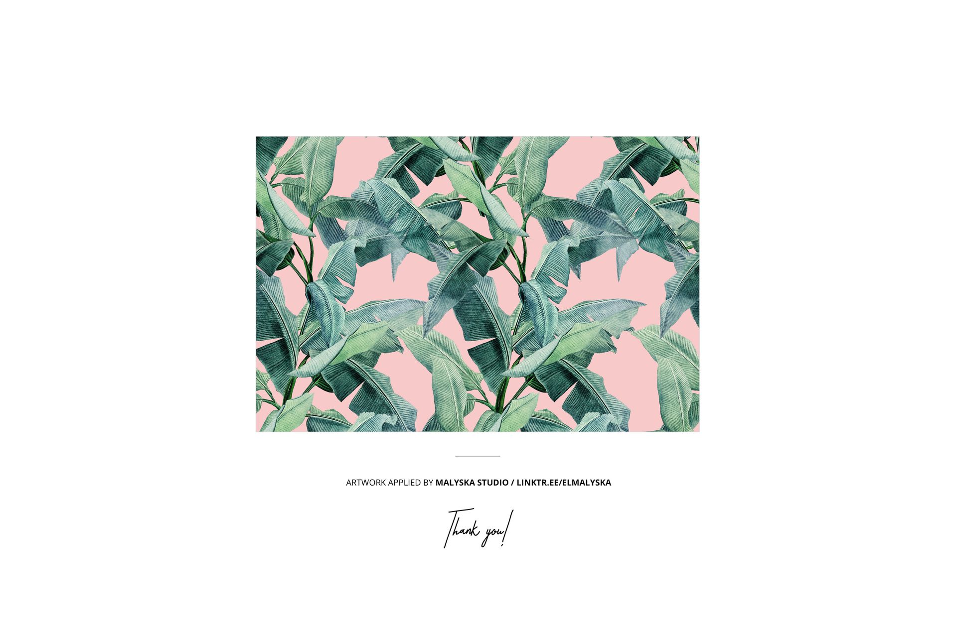 Twisted jersey fabric mockup featuring a leafy green botanical pattern on a soft pink background, front view.
