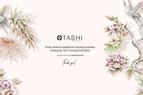 Floral artwork with pale pink and cream tones decorates the sides of a jewelry box mockup, viewed from above.