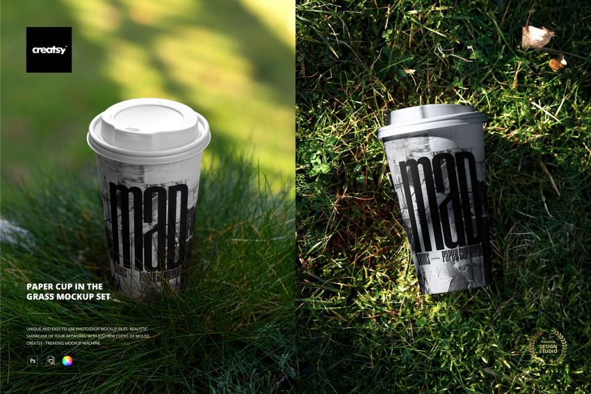 Paper Cup in the Grass Mockup Set - mockup screenshot 1