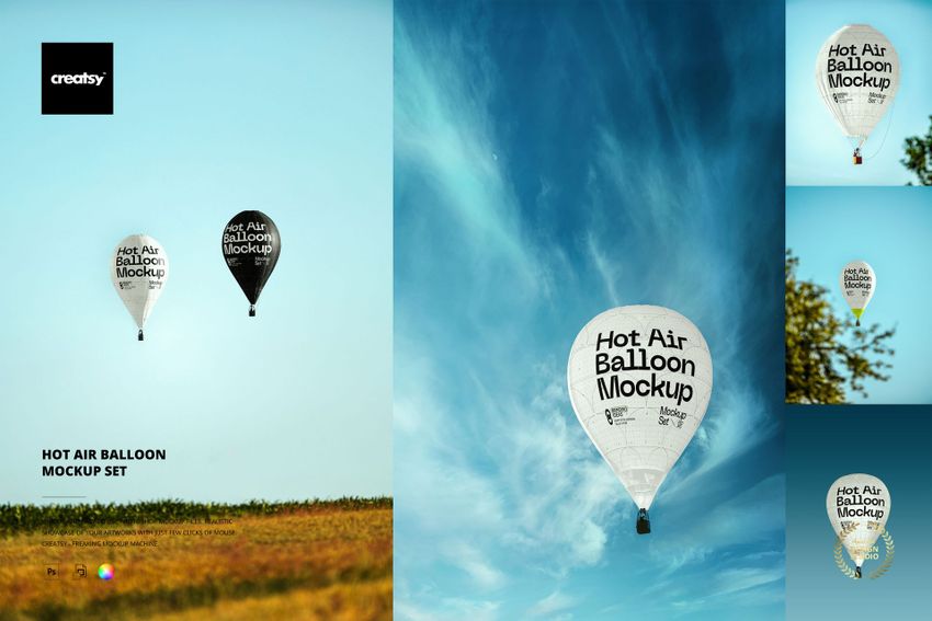 Hot Air Balloon Mockup Set - mockup screenshot 1