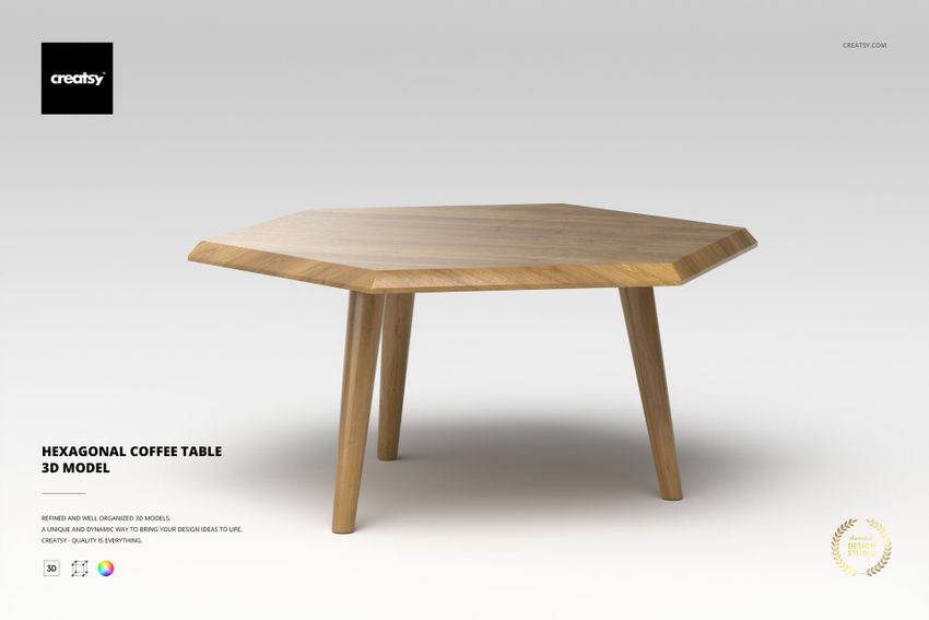 Hexagonal Coffee Table 3D Model - mockup screenshot 1