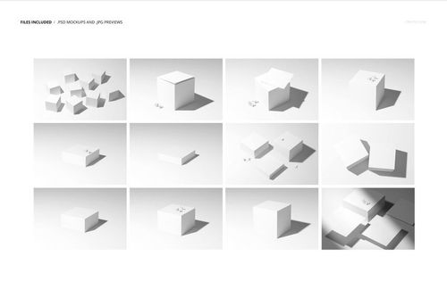 Stationery note cubes in various arrangements and perspectives on a light background, shown as a PSD mockup set.