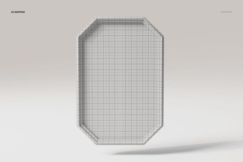 Front view of an octagonal frame mirror 3D model with a grid texture, displayed against a light neutral background.