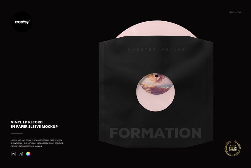 Vinyl LP Record in Paper Sleeve Mockup - mockup screenshot 1