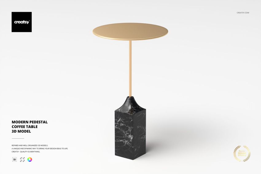 Modern Pedestal Coffee Table 3D Model - mockup screenshot 1