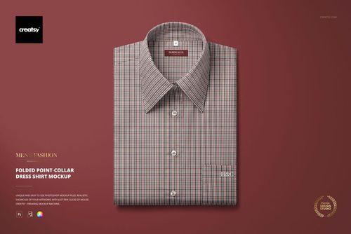 Folded Point-collar Dress Shirt Mockup - mockup preview 1