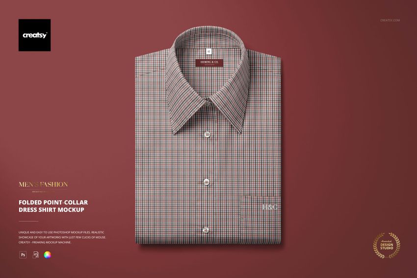 Folded Point-collar Dress Shirt Mockup - mockup screenshot 1