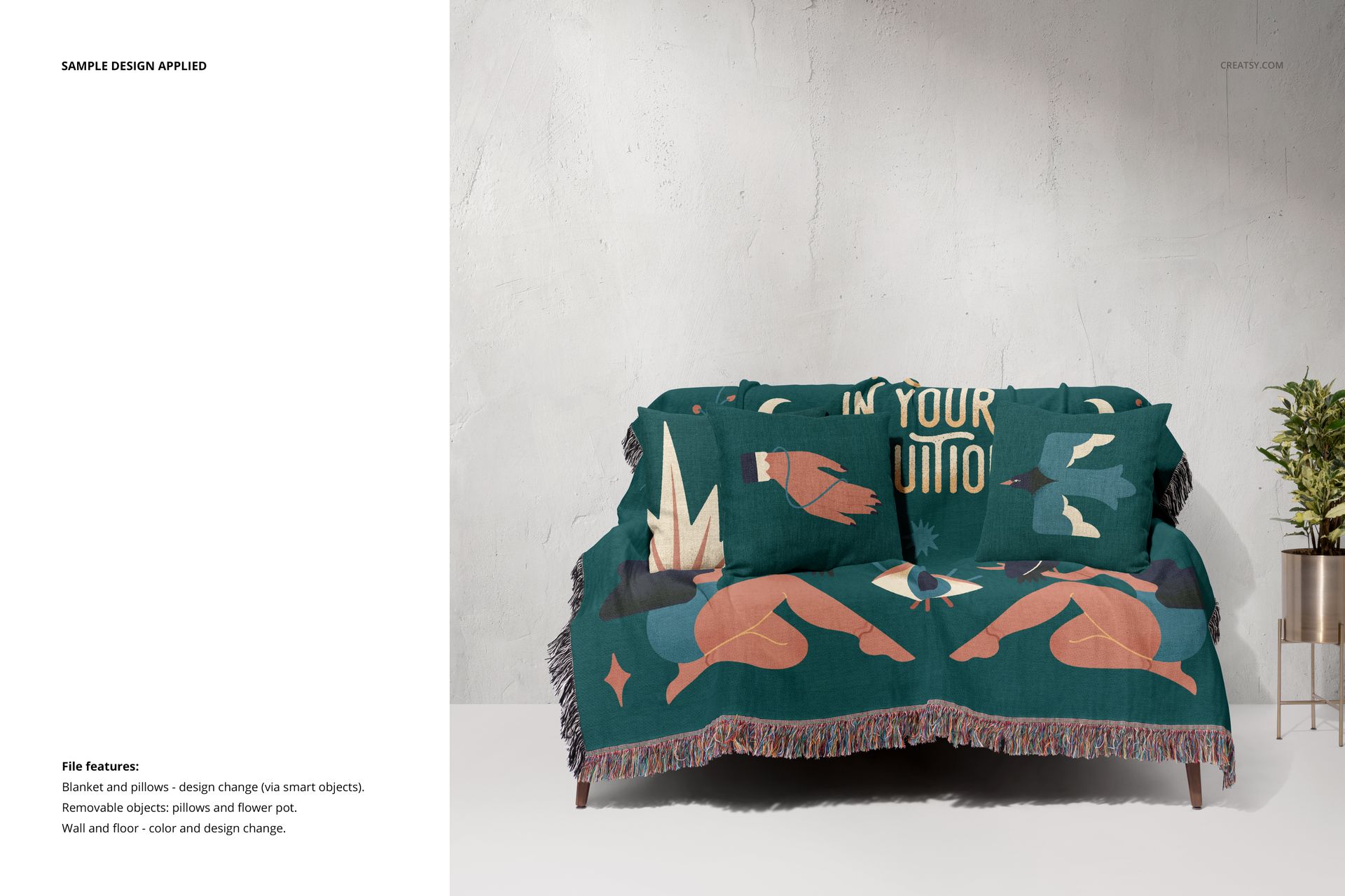 Jacquard Fringed Woven Throw Blanket Mockup Set v.1 - mockup screenshot 6