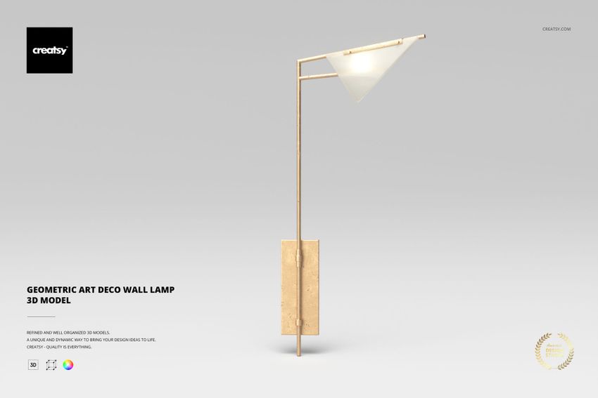 Geometric Art Deco Wall Lamp 3D Model - mockup screenshot 1