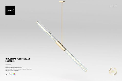 Industrial Tube Pendant 3D Model - mockup preview 1