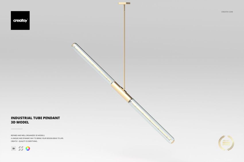 Industrial Tube Pendant 3D Model - mockup screenshot 1
