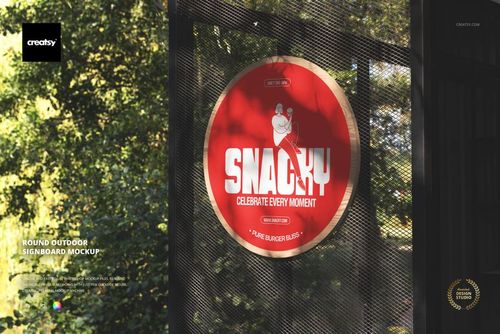 Round Outdoor Signboard Mockup - mockup preview 1