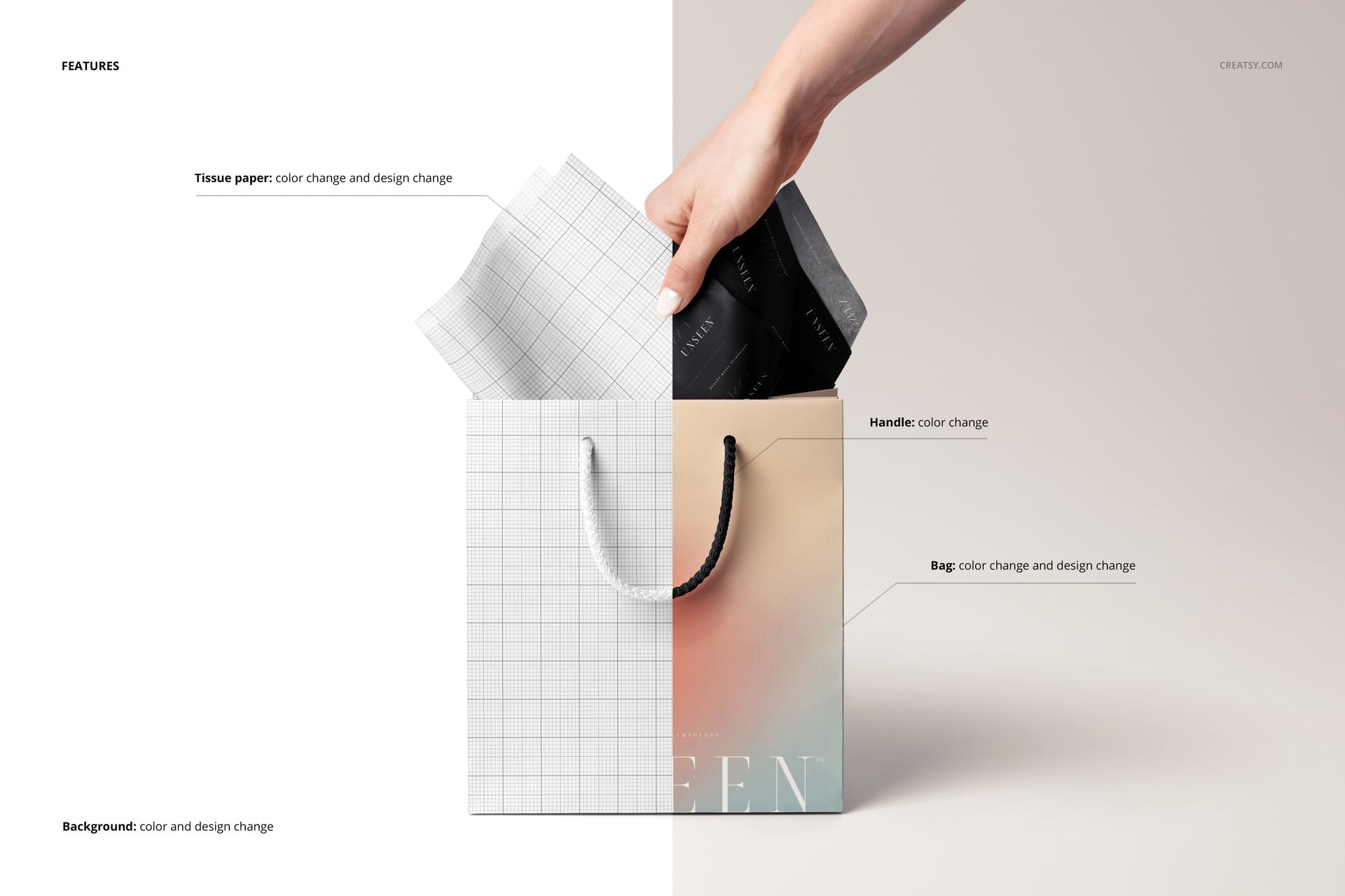 Tissue Paper in Gift Bag Mockup - mockup screenshot 3