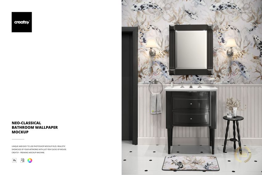 Neo-classical Bathroom Wallpaper Mockup - mockup screenshot 1