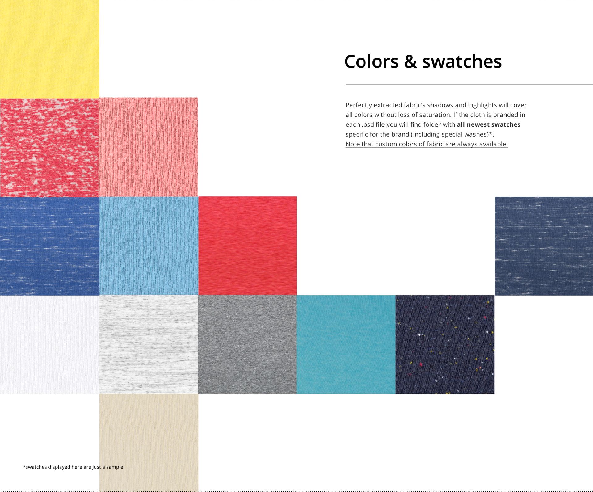 Grid of fabric color swatches for adult sweatshirts, showing various solid and heathered textures on a white background.