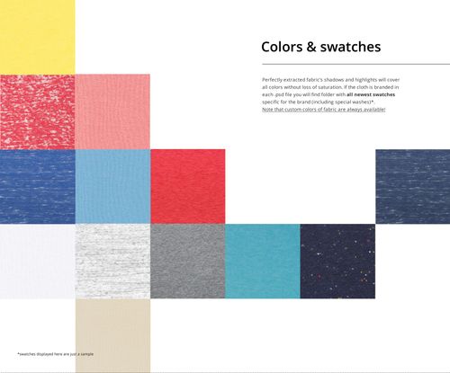 Grid of fabric color swatches for adult sweatshirts, showing various solid and heathered textures on a white background.