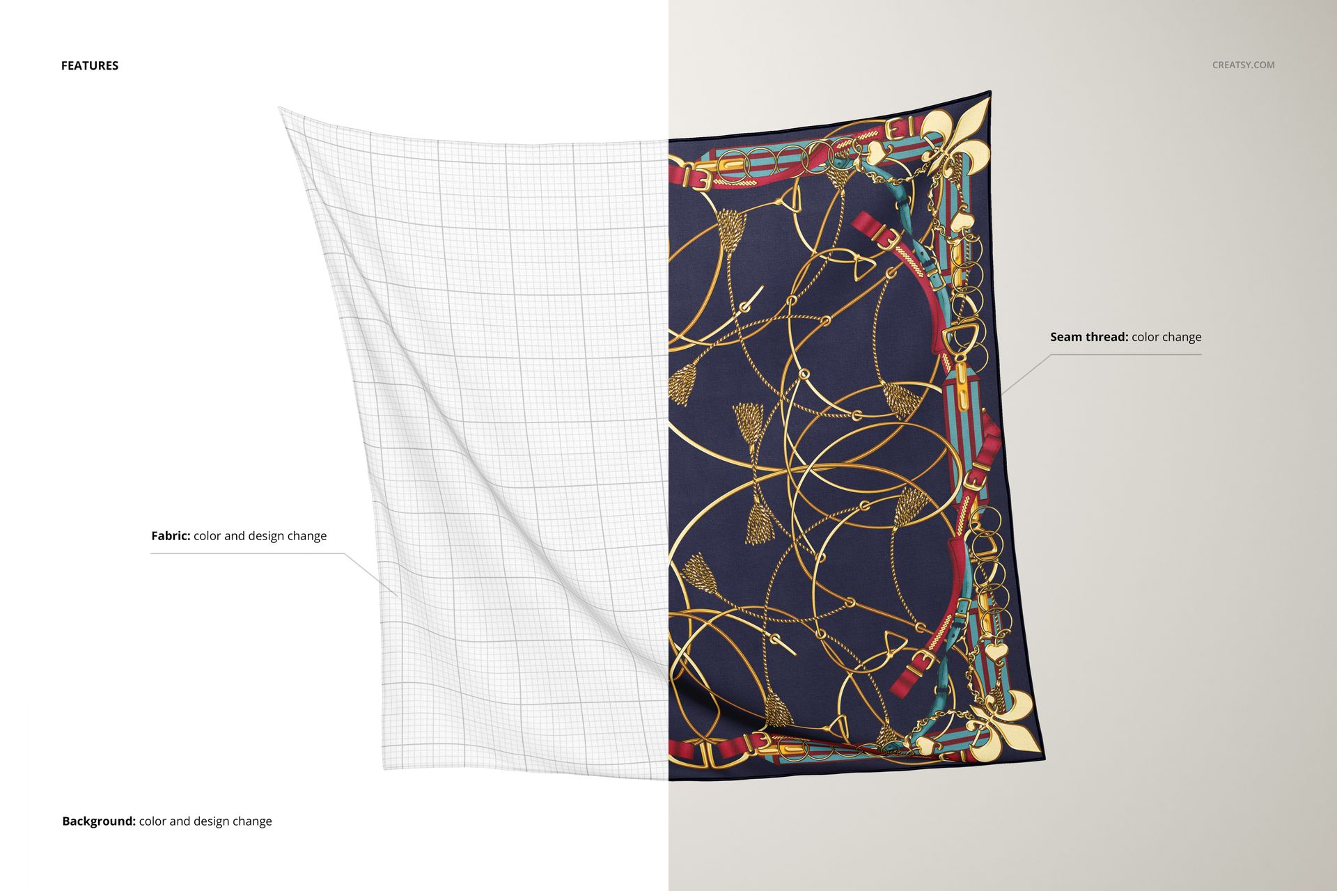 Square Chiffon Silk Scarf Mockup - mockup screenshot 3