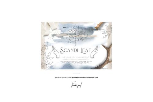 Folded fabric mockup featuring abstract watercolor patterns and delicate leaf illustrations, front view.