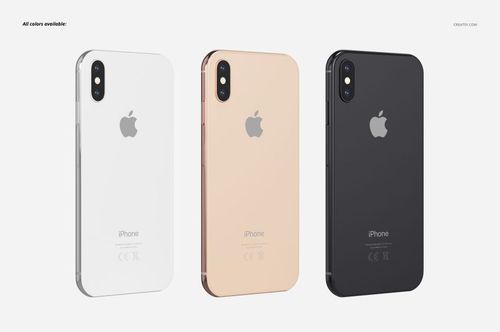 PSD mockup showing iPhone XS clear cases in three color variations, arranged side by side with a clean background.