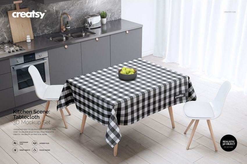 Kitchen Scene Tablecloth Mockup Set - mockup screenshot 1