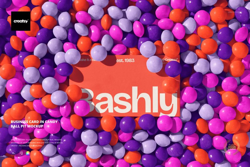Business Card in Candy Ball Pit Mockup - mockup screenshot 1