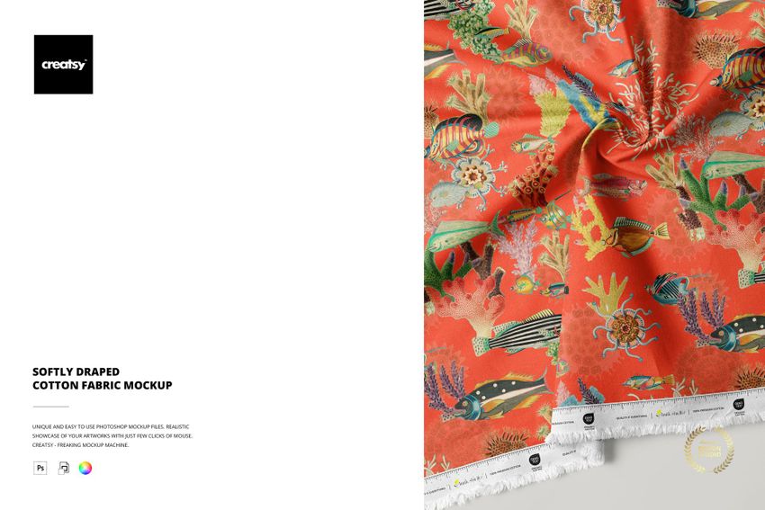 Softly Draped Cotton Fabric Mockup - mockup screenshot 1