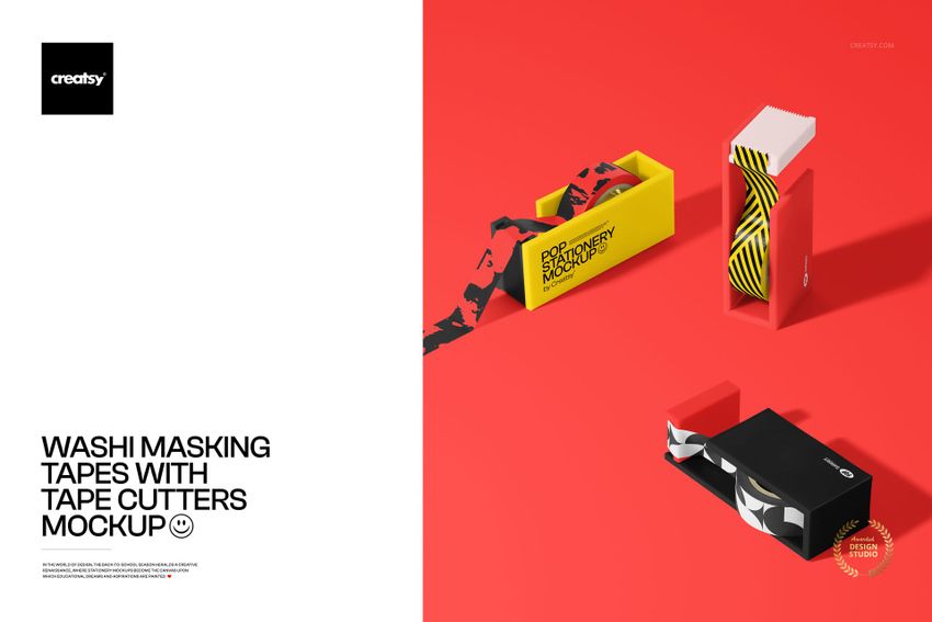 Washi Masking Tapes with Tape Cutters Mockup - mockup screenshot 1