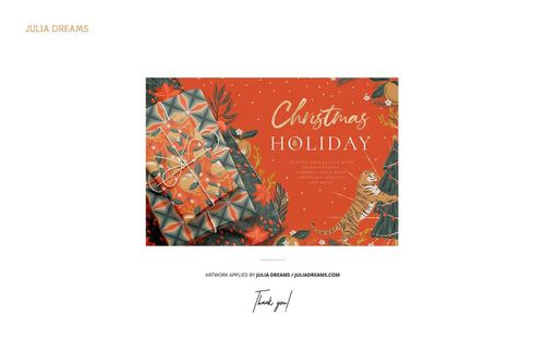 Holiday-themed gift boxes with geometric and floral designs arranged beneath a Christmas tree, PSD mockup front view.