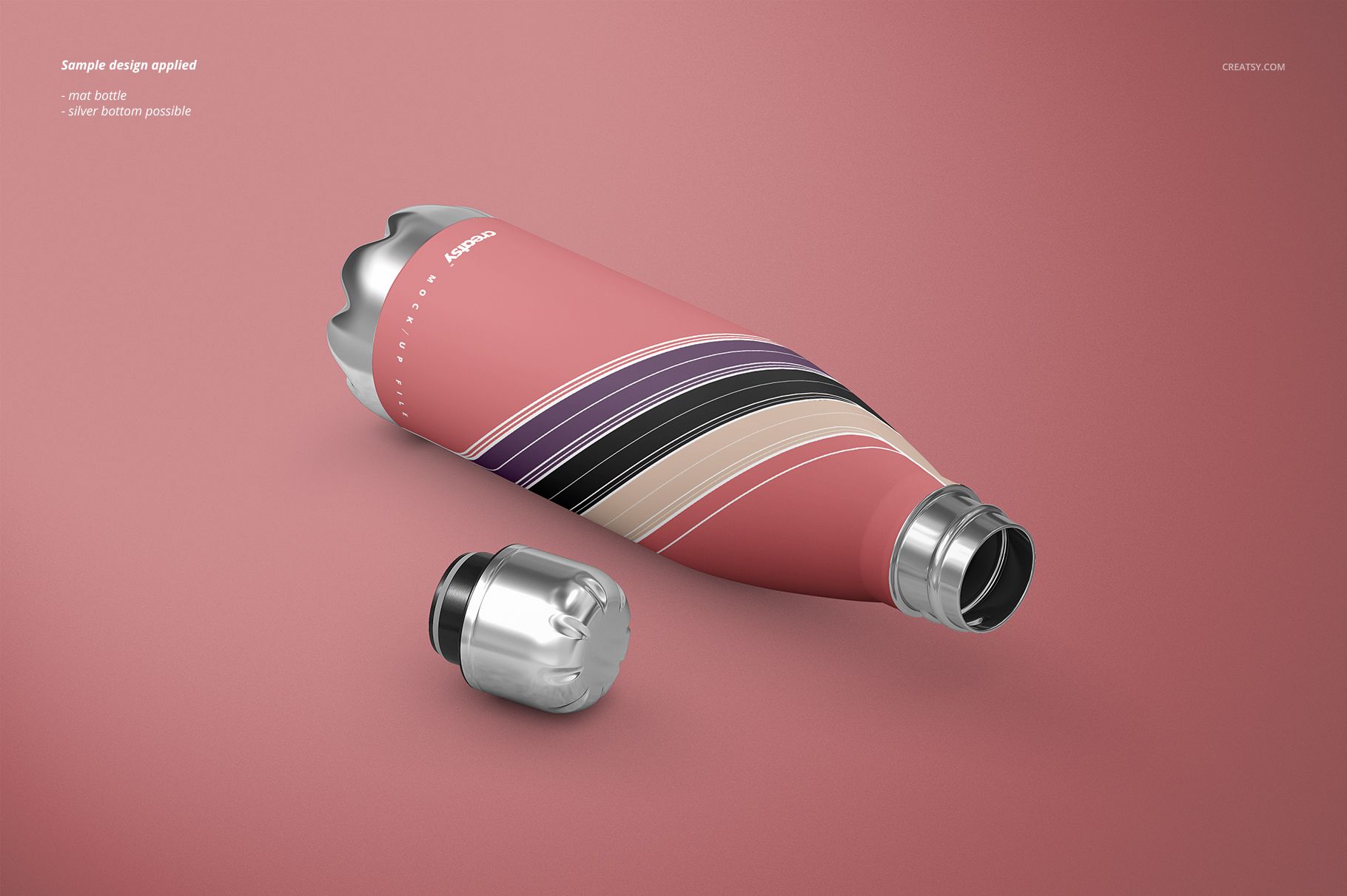 Insulated Double Wall Vacuum Stainless Steel Water Bottle Mockup Set - mockup screenshot 7