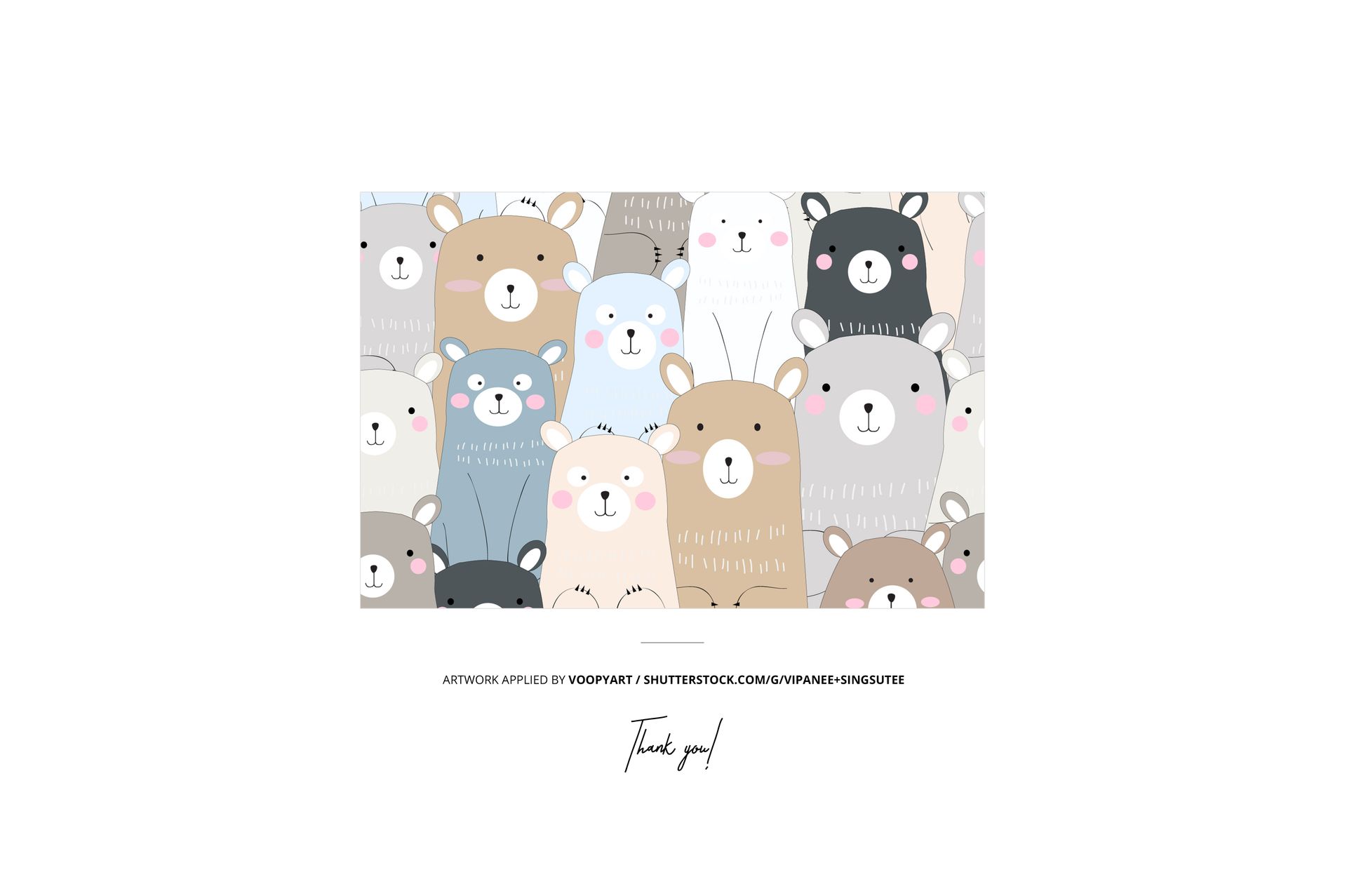 Crib sheet mockup featuring a front view of a playful bear pattern in pastel colors on a white background.